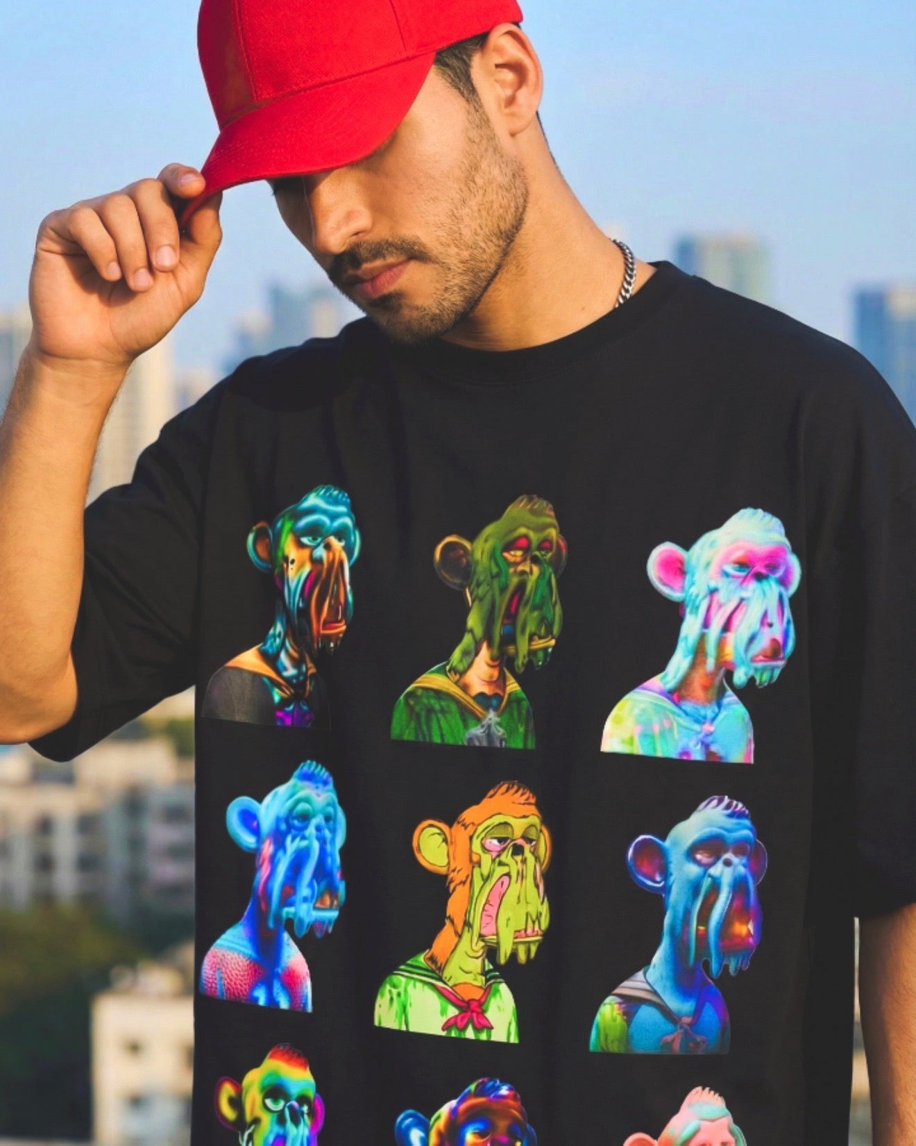SAGGI Nine Faces Oversize Black Graphic T-Shirt - 305 GSM 100% Cotton (Limited 25)
