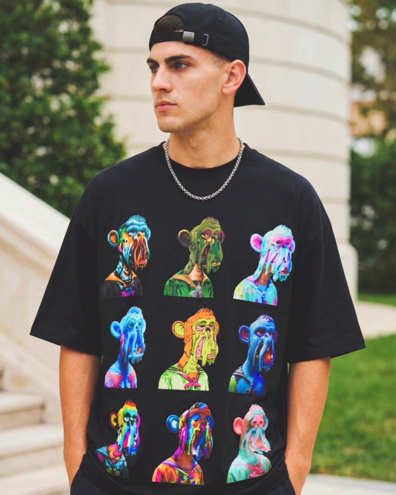 SAGGI Nine Faces Oversize Black Graphic T-Shirt - 305 GSM 100% Cotton (Limited 25)
