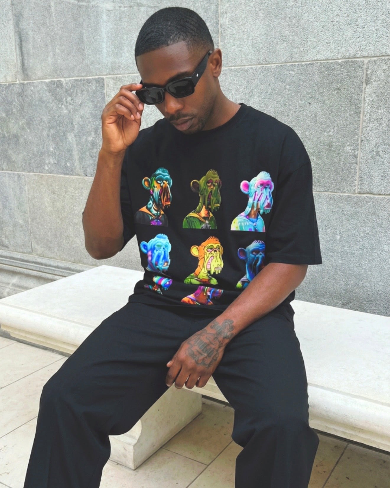 SAGGI Nine Faces Oversize Black Graphic T-Shirt - 305 GSM 100% Cotton (Limited 25)