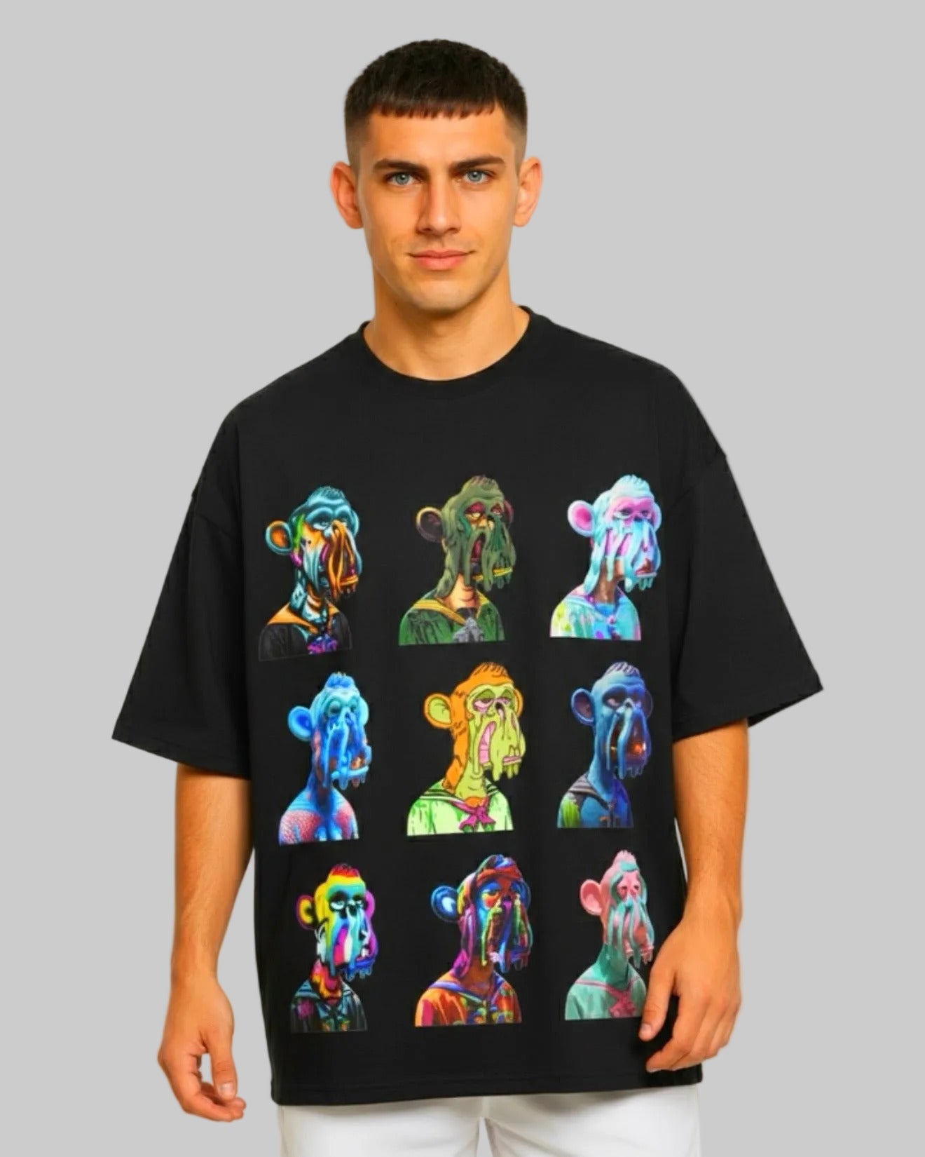 SAGGI Nine Faces Oversize Black Graphic T-Shirt - 305 GSM 100% Cotton (Limited 50)