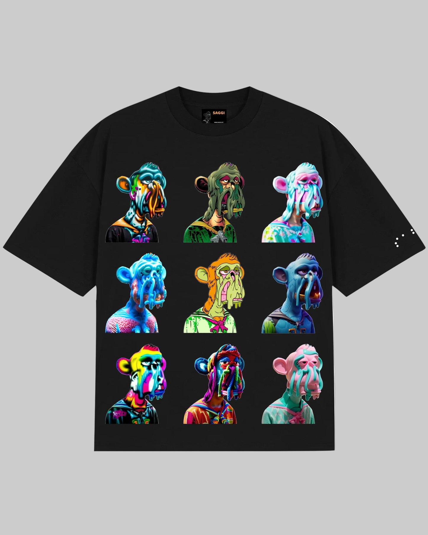 SAGGI Nine Faces Oversize Black Graphic T-Shirt - 305 GSM 100% Cotton (Limited 50)